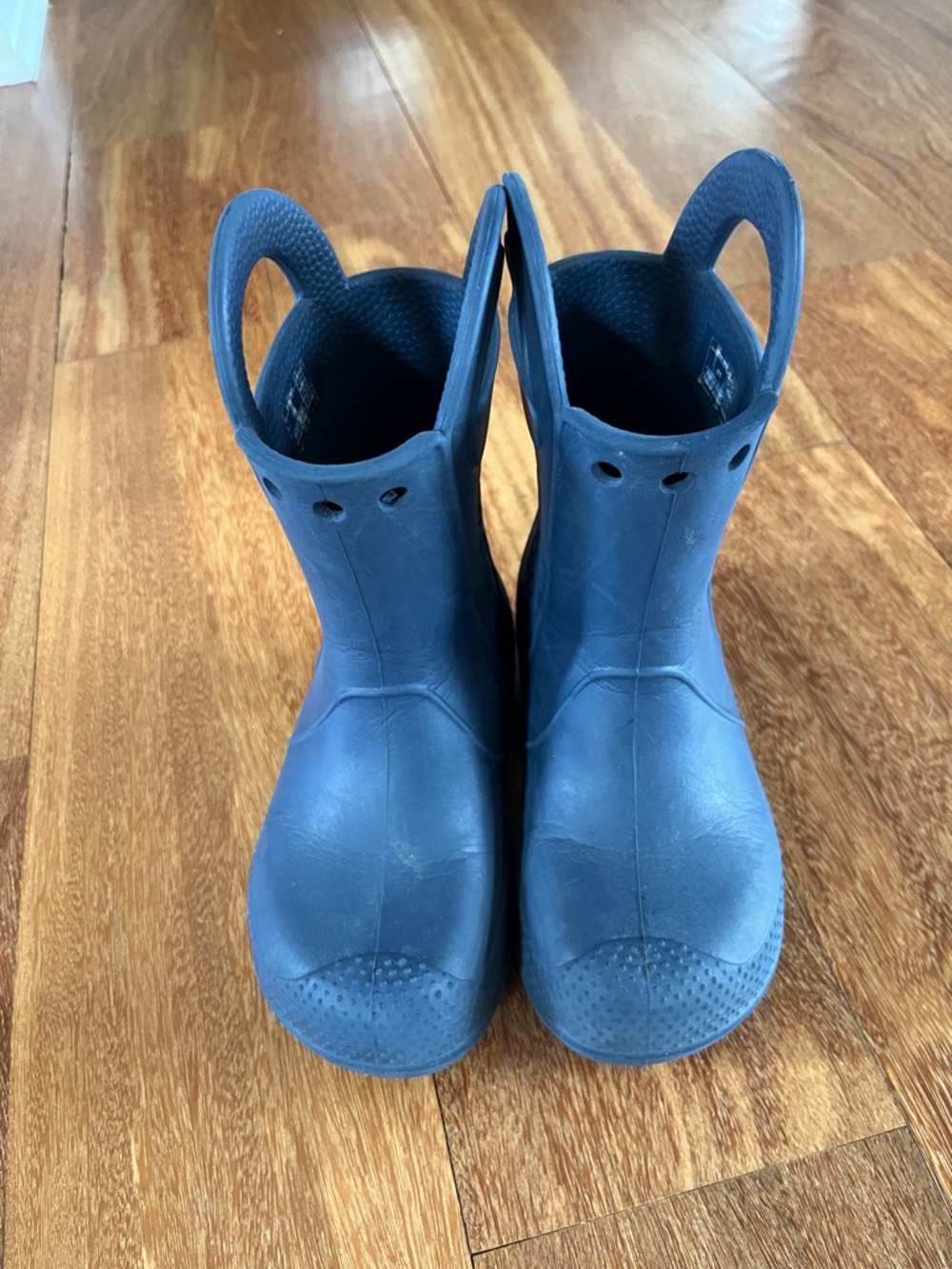 CROCS Kids Navy Blue Easy-Pull Rain Boots